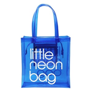 Custom Logo Women Fashion Translucent Plastic Handbag Waterproof Transparent Tote Beach Bags Neon PVC Shopping Bag