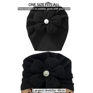 Bonnet Turban Extensible en Velours pour Bébé Fille, Chapeau à Fleurs, Bonnets Nœud Doux et Mignons pour Nouveau-nés, Nourrissons, Tout-petits et Enfants - Product Image 4