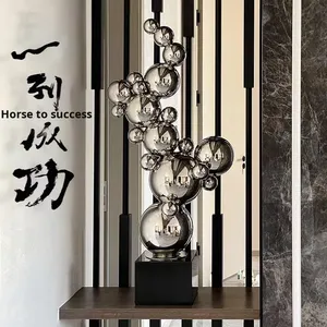 Meuble TV <span class=keywords><strong>Huang</strong></span> Master, style minimaliste moderne, abstrait, en acier inoxydable, table d'appoint, boîte cadeau pour salon - Product Image 1