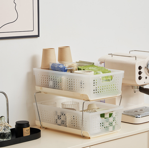 Blanc 2 niveaux cuisine salle à manger salle de bain organisateur plateau tiroir coulissant/<span class=keywords><strong>sous</strong></span>-évier stockage et organisation - Product Image 2