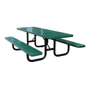 Table de pique-nique rectangulaire en acier pour extérieur, jardin, parc, terrasse, camping, 6 pieds x 8 pieds, avec banc - Product Image 4