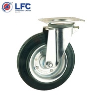 Roue pivotante en polypropylène et acier noir, prix usine, 200 mm (8 pouces), norme EN840, capacité de charge 130 kg/205 kg, roulement à billes