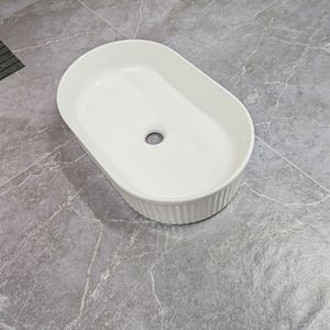 Lavabo de Cerámica Blanco para Encimera, 490x310mm, Estilo Nórdico, para Baño - Product Image 2