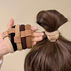 Coletero de Oso Adorable de Tela de Alta Elasticidad para Mujer, Accesorio Casual para Moño, Paquete de Cinco Colores - Product Image 2