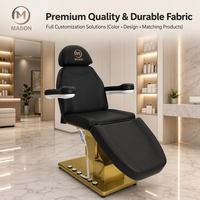 Table de massage électrique professionnelle moderne de haute qualité pour salon de beauté, 3 moteurs, base dorée pliable, pour traitement des cils