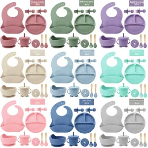 Ensemble d'alimentation pour bébé de <span class=keywords><strong>6</strong></span> <span class=keywords><strong>mois</strong></span> en silicone sans BPA de qualité alimentaire, 9 pièces, avec gobelet et bol pour bébé - Product Image 6