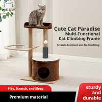 MEEW Arbre à chat écologique et durable avec griffoir et capsule spatiale 31,5 po (80 cm) en bois massif, design peu encombrant, emballage en carton