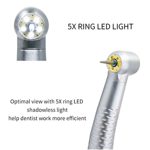 Pieza de mano de turbina LED dental con generador electrónico 5 LED Pieza de mano dental de alta velocidad Botón pulsador sin sombras Cojinete de cerámica - Product Image 3