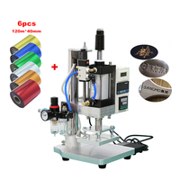 Mesin Hot Stamping Pneumatik QS90 Q90 Heat Press Bronzing Embosser dengan 6 Lembar Kertas Foil Berlapis Emas untuk Kulit PVC Ukuran S M L Opsional