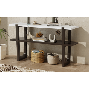 DB TREXM <b>Console</b> <b>Table</b> Retro Elegant with <b>Marble</b>-Effect <b>Top</b> Versatile Storage Solutions for Entryway and Villa Living Room - Product Image 4
