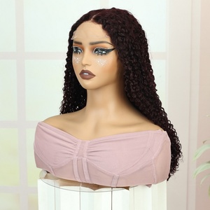 Vente d'usine FH : Perruques Pissy Curly 5x5 sans colle, frontale en dentelle, cheveux vietnamiens bruts, cheveux brésiliens 99J, afro, transparentes, prêtes à porter - Product Image 1
