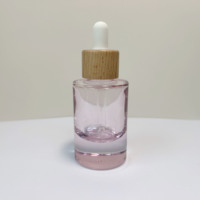 Flacons d'huile essentielle en verre transparent au design classique, personnalisables, flacon compte-gouttes rose pour huile