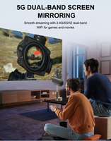 Mini projecteur cylindrique intelligent rotatif portable avec support réglable intégré, WiFi, Bluetooth, projecteur Android pour plafond