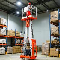 Plateforme d'accès verticale à double mât alimentée par batterie avec conception à fourches et stabilisateurs en aluminium