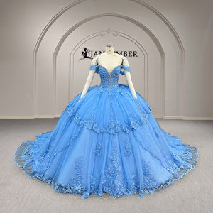 Vestido de Quinceañera Xy005 Azul, Largo hasta el Suelo, con Cintura Natural, para Fiestas de Adolescentes de 15 Años - Product Image 2