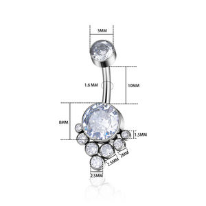G23 F136 ASTM เจาะสะดือไทเทเนียมภายใน14g โอปอล CZ แหวนปุ่มท้องผู้หญิงเซ็กซี่ nombril เครื่องประดับร่างกาย ombligo - Product Image 3