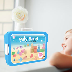 Valise éducative Diy pour bébé et enfants, ensemble de jouets de sable de plage en bleu avec de nombreux moules, vente en gros - Product Image 6
