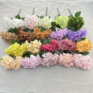 Fleurs d'hortensia simulées, 5 fourches, pétales larges, fleurs artificielles en soie pour décoration de mariage et de maison, plusieurs couleurs disponibles - Product Image 2