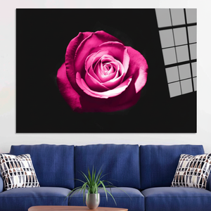 Printed <b>Canvas</b>: Pink Rose Botanical Tempered Glass <b>Wall</b> Art,TEMPERED GLASS ART - Product Image 3