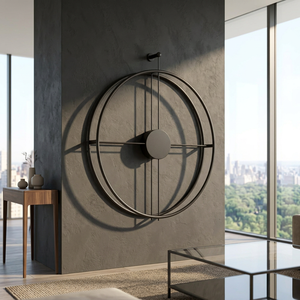 Minimalist <b>Oversized</b> Round Metal <b>Wall</b> <b>Clock</b> Quartz Analog Hanging <b>Clock</b> for Living Room Abstract Geometric Design - Product Image 6