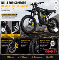Coswheel 7000W Vélo 60V 30Ah Moto tout-terrain pour adultes 7000W Moteur sans balais à couple élevé 75 km/h Longue portée