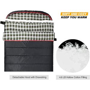 ถุงนอนกันน้ำแบบสองชั้น กว้างพิเศษ สำหรับสามฤดู สำหรับสองคน - ถุงนอนด้านในแบบอุ่นพร้อมฮู้ด - Product Image 3