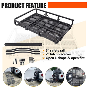 Porte-bagages robuste à fixer sur attelage avec rampe de chargement, capacité 500 lb, panier de chargement pliable en acier pour attelage de 2 pouces, SUV, camion, fourgonnette - Product Image 5