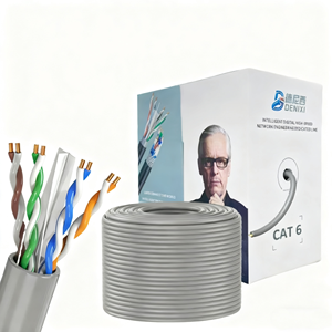 สายเคเบิลเครือข่าย DENIXI Cat6 <span class=keywords><strong>UTP</strong></span>/FTP CCA แบบมีฉนวนป้องกัน 8 แกน สายแข็ง 23/24AWG สำหรับใช้งานภายในอาคาร รองรับความเร็วสูง 10G สำหรับบ้าน/สำนักงาน/ร้านอินเทอร์เน็ต - Product Image 1