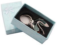Haute qualité 3D argent Fortune Cookie porte-clés pliable Vintage dessin animé métal en alliage de Zinc pour mariages Souvenirs boîte-cadeau