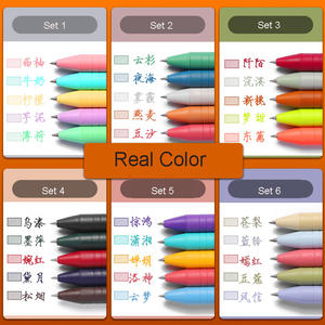 ปากกาหมึกเจลเติมได้5ชิ้น/กล่องสีสไตล์ย้อนยุคขนาด0.5มม. ปากกาเจลสีพับเก็บได้ - Product Image 4