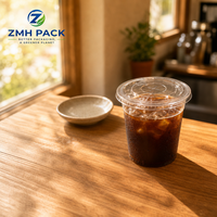 Couvercle en plastique transparent à paroi simple pour gobelets PET, anti-fuite, pour boissons glacées, thé au lait, café et boissons de restauration
