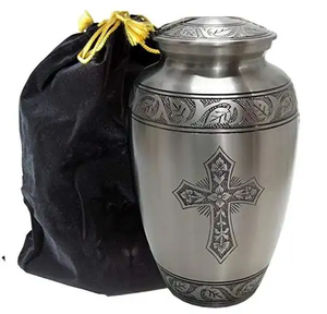 Urna de cremación de cenizas conmemorativas para adultos Premium europea, colección de latón dorado y plateado, suministros funerarios indios de madera de estilo americano - Product Image 3