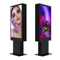 Kiosque numérique extérieur à écran LCD de 75 pouces, résistant à l'eau, sans entretien, résolution 4K, à poser au sol, pour drive-thru