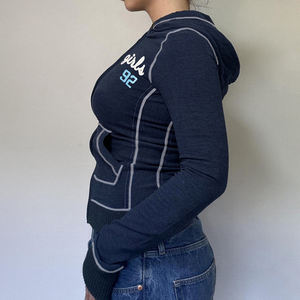 Conjunto Deportivo de Punto Transpirable para Mujer, Diseño Personalizado, Estilo Retro Y2K, Sudadera con Capucha y Cremallera Completa, Resistente al Viento, Poliéster Premium, Pantalones Deportivos - Product Image 3