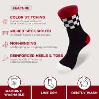 Chaussettes mi-hautes classiques en coton à carreaux noirs et rouges, douces, respirantes et rembourrées pour le sport, la course à pied, le cyclisme, le basketball
