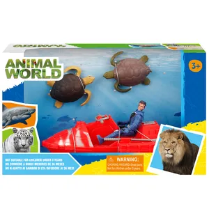 Toptan yüksek kaliteli hayvanlar modeli hayvan kurtarma vahşi hayvanlar oyuncak seti oyuncak helikopter ve araba için