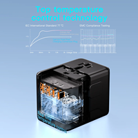 Adaptor konverter colokan internasional, Adaptor perjalanan Universal Multi steker 3 tipe-c + 2 USB untuk perjalanan