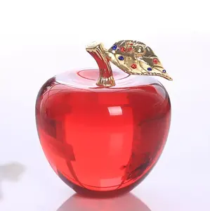 Guangzhou Goedkope Groothandel K9 Red Apple Crystal Award Custom Logo Crystal Apple Presse-papier Voor Huwelijksgeschenken