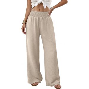 Pantalon large pour femme, taille haute, avec poches, décontracté, respirant, en tissu tricoté - Product Image 2