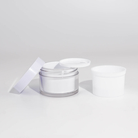 Usine directe 20g-200g clair épais PET double paroi bocaux en plastique avec bouchon à vis blanc pour emballage de crème cosmétique