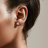Boucles d'oreilles solitaires en argent 925 plaqué rhodium avec moissanite, taille unique, pour femme, 3mm/4mm/6.5mm/8mm/9mm/10mm/11mm