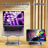 Support pour ordinateur portable pour bureau 360 °   Support d'ordinateur portable pliable en métal réglable et rotatif avec motif de ventilation minimaliste