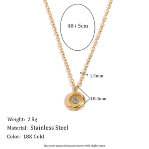 2025 gros Collier en acier inoxydable bijoux de mode 18K plaqué or rond pierre de naissance pierre de naissance pendentif colliers pour cadeau - Product Image 4