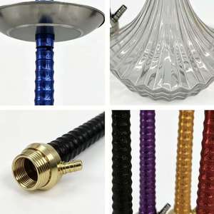 Moderno Set de Hookah con Base Transparente, Soporte Metálico y Tubos Texturizados, Pipa de Agua para Salón, Bar, Cafetería y Uso Doméstico - Product Image 3