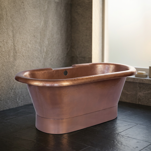 Baignoire rectangulaire classique en cuivre avec couvercle, finition patine émaillée indienne, pieds à griffes, vente en gros - Product Image 2