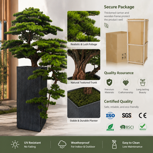 Bonsaï artificiel en pin personnalisé |   Bonsaï <span class=keywords><strong>d</strong></span>'intérieur artificiel avec pot pour hôtels, bureaux, restaurants et design <span class=keywords><strong>d</strong></span>'intérieur commercial - Product Image 4