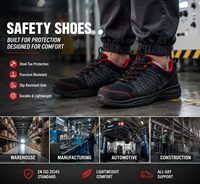 Chaussures de sécurité unisexes AOXIANG pour l'été, tige en microfibre respirante, coupe basse, embout en acier, semelle intermédiaire en fer, semelle extérieure en PU, protection anti-perforation