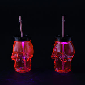 Vaso de Plástico Promocional de 16 oz con Diseño de Calavera de Halloween, Botella Especial con Tapa y Pajita para Fiestas y Bares - Product Image 5