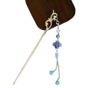 Horquilla de Pelo Estilo Chino para Mujer, Horquilla Vintage con Borlas de Flores, Exquisita Horquilla con Perlas Florales Transparentes, Joyería y Accesorios para el Cabello - Product Image 5