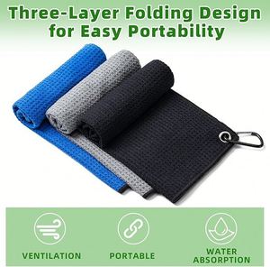 Serviette de nettoyage en microfibre gaufrée personnalisable à séchage rapide et absorbante avec mousqueton pour clubs de golf - Product Image 4
